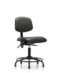 Vinyl Chair - Desk Height with Round Tube Base & Stationary Glides in Carbon Supernova Vinyl VDHCH-RT-T0-A0-RG-8823