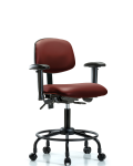 Vinyl Chair - Desk Height with Round Tube Base, Adjustable Arms, & Casters in Borscht Supernova Vinyl VDHCH-RT-T0-A1-RC-8815