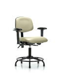 Vinyl Chair - Desk Height with Round Tube Base, Adjustable Arms, & Stationary Glides in Adobe White Trailblazer Vinyl VDHCH-RT-T0-A1-RG-8501