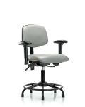 Vinyl Chair - Desk Height with Round Tube Base, Adjustable Arms, & Stationary Glides in Dove Trailblazer Vinyl VDHCH-RT-T0-A1-RG-8567
