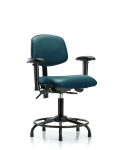 Vinyl Chair - Desk Height with Round Tube Base, Adjustable Arms, & Stationary Glides in Marine Blue Supernova Vinyl VDHCH-RT-T0-A1-RG-8801