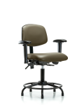 Vinyl Chair - Desk Height with Round Tube Base, Adjustable Arms, & Stationary Glides in Taupe Supernova Vinyl VDHCH-RT-T0-A1-RG-8809
