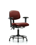 Vinyl Chair - Desk Height with Round Tube Base, Adjustable Arms, & Stationary Glides in Borscht Supernova Vinyl VDHCH-RT-T0-A1-RG-8815