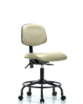 Vinyl Chair - Desk Height with Round Tube Base, Seat Tilt, & Casters in Adobe White Trailblazer Vinyl VDHCH-RT-T1-A0-RC-8501