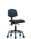 Vinyl Chair - Desk Height with Round Tube Base, Seat Tilt, & Casters in Imperial Blue Trailblazer Vinyl VDHCH-RT-T1-A0-RC-8582