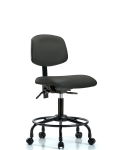 Vinyl Chair - Desk Height with Round Tube Base, Seat Tilt, & Casters in Charcoal Trailblazer Vinyl VDHCH-RT-T1-A0-RC-8605