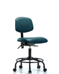 Vinyl Chair - Desk Height with Round Tube Base, Seat Tilt, & Casters in Marine Blue Supernova Vinyl VDHCH-RT-T1-A0-RC-8801