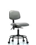 Vinyl Chair - Desk Height with Round Tube Base, Seat Tilt, & Casters in Sterling Supernova Vinyl VDHCH-RT-T1-A0-RC-8840