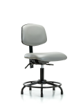 Vinyl Chair - Desk Height with Round Tube Base, Seat Tilt, & Stationary Glides in Dove Trailblazer Vinyl VDHCH-RT-T1-A0-RG-8567