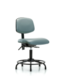 Vinyl Chair - Desk Height with Round Tube Base, Seat Tilt, & Stationary Glides in Storm Supernova Vinyl VDHCH-RT-T1-A0-RG-8822