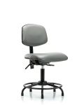 Vinyl Chair - Desk Height with Round Tube Base, Seat Tilt, & Stationary Glides in Sterling Supernova Vinyl VDHCH-RT-T1-A0-RG-8840