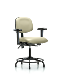 Vinyl Chair - Desk Height with Round Tube Base, Seat Tilt, Adjustable Arms, & Stationary Glides in Adobe White Trailblazer Vinyl VDHCH-RT-T1-A1-RG-8501