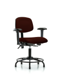 Vinyl Chair - Desk Height with Round Tube Base, Seat Tilt, Adjustable Arms, & Stationary Glides in Burgundy Trailblazer Vinyl VDHCH-RT-T1-A1-RG-8569