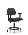Vinyl Chair - Desk Height with Round Tube Base, Seat Tilt, Adjustable Arms, & Stationary Glides in Imperial Blue Trailblazer Vinyl VDHCH-RT-T1-A1-RG-8582