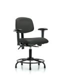 Vinyl Chair - Desk Height with Round Tube Base, Seat Tilt, Adjustable Arms, & Stationary Glides in Charcoal Trailblazer Vinyl VDHCH-RT-T1-A1-RG-8605