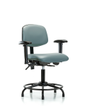 Vinyl Chair - Desk Height with Round Tube Base, Seat Tilt, Adjustable Arms, & Stationary Glides in Storm Supernova Vinyl VDHCH-RT-T1-A1-RG-8822