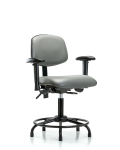 Vinyl Chair - Desk Height with Round Tube Base, Seat Tilt, Adjustable Arms, & Stationary Glides in Sterling Supernova Vinyl VDHCH-RT-T1-A1-RG-8840