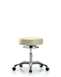Vinyl Stool without Back Chrome - Desk Height with Casters in Adobe White Trailblazer Vinyl VDHSO-CR-CC-8501