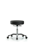 Vinyl Stool without Back Chrome - Desk Height with Casters in Black Trailblazer Vinyl VDHSO-CR-CC-8540