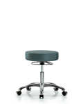 Vinyl Stool without Back Chrome - Desk Height with Casters in Colonial Blue Trailblazer Vinyl VDHSO-CR-CC-8546