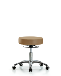 Vinyl Stool without Back Chrome - Desk Height with Casters in Taupe Trailblazer Vinyl VDHSO-CR-CC-8584