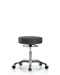 Vinyl Stool without Back Chrome - Desk Height with Casters in Charcoal Trailblazer Vinyl VDHSO-CR-CC-8605