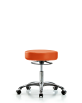 Vinyl Stool without Back Chrome - Desk Height with Casters in Orange Kist Trailblazer Vinyl VDHSO-CR-CC-8613