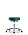 Vinyl Stool without Back Chrome - Desk Height with Casters in Marine Blue Supernova Vinyl VDHSO-CR-CC-8801
