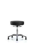 Vinyl Stool without Back Chrome - Desk Height with Stationary Glides in Black Trailblazer Vinyl VDHSO-CR-RG-8540