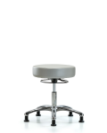 Vinyl Stool without Back Chrome - Desk Height with Stationary Glides in Dove Trailblazer Vinyl VDHSO-CR-RG-8567