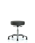 Vinyl Stool without Back Chrome - Desk Height with Stationary Glides in Charcoal Trailblazer Vinyl VDHSO-CR-RG-8605