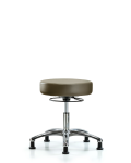 Vinyl Stool without Back Chrome - Desk Height with Stationary Glides in Taupe Supernova Vinyl VDHSO-CR-RG-8809