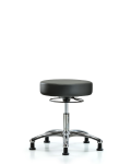 Vinyl Stool without Back Chrome - Desk Height with Stationary Glides in Carbon Supernova Vinyl VDHSO-CR-RG-8823