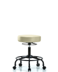 Vinyl Stool without Back - Desk Height with Round Tube Base & Casters in Adobe White Trailblazer Vinyl VDHSO-RT-RC-8501