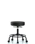 Vinyl Stool without Back - Desk Height with Round Tube Base & Casters in Black Trailblazer Vinyl VDHSO-RT-RC-8540