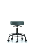 Vinyl Stool without Back - Desk Height with Round Tube Base & Casters in Colonial Blue Trailblazer Vinyl VDHSO-RT-RC-8546