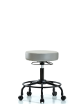 Vinyl Stool without Back - Desk Height with Round Tube Base & Casters in Dove Trailblazer Vinyl VDHSO-RT-RC-8567