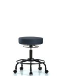 Vinyl Stool without Back - Desk Height with Round Tube Base & Casters in Imperial Blue Trailblazer Vinyl VDHSO-RT-RC-8582