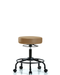 Vinyl Stool without Back - Desk Height with Round Tube Base & Casters in Taupe Trailblazer Vinyl VDHSO-RT-RC-8584