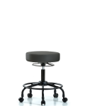 Vinyl Stool without Back - Desk Height with Round Tube Base & Casters in Charcoal Trailblazer Vinyl VDHSO-RT-RC-8605