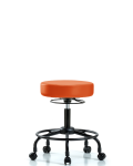 Vinyl Stool without Back - Desk Height with Round Tube Base & Casters in Orange Kist Trailblazer Vinyl VDHSO-RT-RC-8613