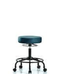 Vinyl Stool without Back - Desk Height with Round Tube Base & Casters in Marine Blue Supernova Vinyl VDHSO-RT-RC-8801