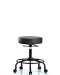 Vinyl Stool without Back - Desk Height with Round Tube Base & Casters in Carbon Supernova Vinyl VDHSO-RT-RC-8823
