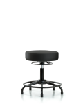 Vinyl Stool without Back - Desk Height with Round Tube Base & Stationary Glides in Black Trailblazer Vinyl VDHSO-RT-RG-8540