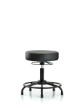 Vinyl Stool without Back - Desk Height with Round Tube Base & Stationary Glides in Carbon Supernova Vinyl VDHSO-RT-RG-8823