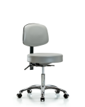 Vinyl Stool with Back Chrome - Desk Height with Casters in Sterling Supernova Vinyl VDHST-CR-T0-CC-8840