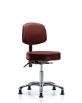 Vinyl Stool with Back Chrome - Desk Height with Stationary Glides in Taupe Supernova Vinyl VDHST-CR-T0-RG-8815
