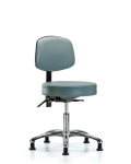 Vinyl Stool with Back Chrome - Desk Height with Stationary Glides in Storm Supernova Vinyl VDHST-CR-T0-RG-8822