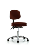 Vinyl Stool with Back Chrome - Desk Height with Seat Tilt & Casters in Burgundy Trailblazer Vinyl VDHST-CR-T1-CC-8569