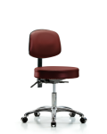 Vinyl Stool with Back Chrome - Desk Height with Seat Tilt & Casters in Taupe Supernova Vinyl VDHST-CR-T1-CC-8815